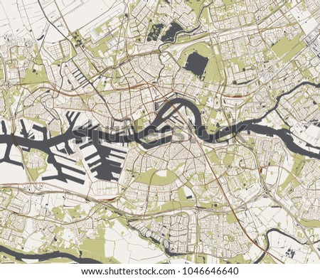 vector map of the city of Rotterdam, in South Holland, Netherlands