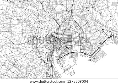 vector map of the city of Tokyo, Kanto, Island Honshu, Japan