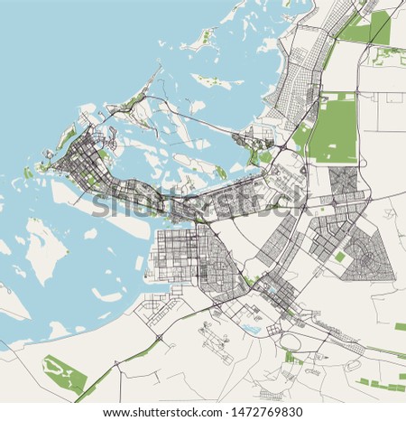 vector map of the city of Abu Dhabi, United Arab Emirates (UAE), Emirate of Abu Dhabi