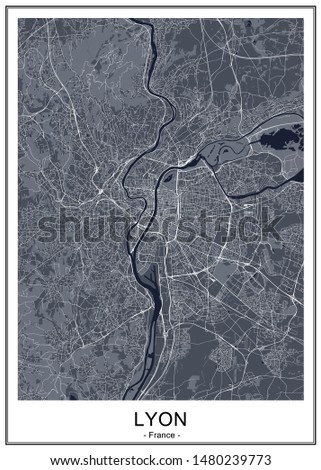 vector map of the city of Lyon, France