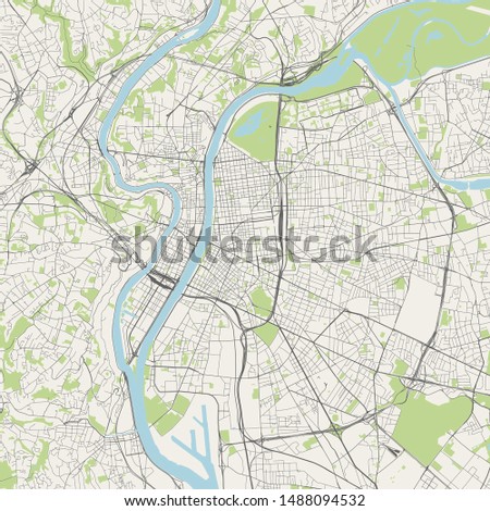 vector map of the city of Lyon, France