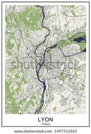 vector map of the city of Lyon, France