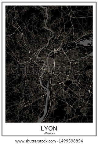 vector map of the city of Lyon, France