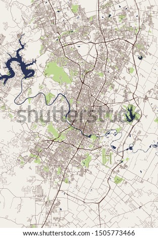 vector map of the city of Austin, Texas, USA