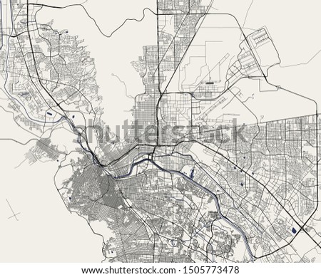 vector map of the city of El Paso, Texas, USA
