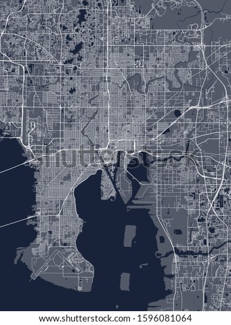 vector map of the city of Tampa, Florida, United States America