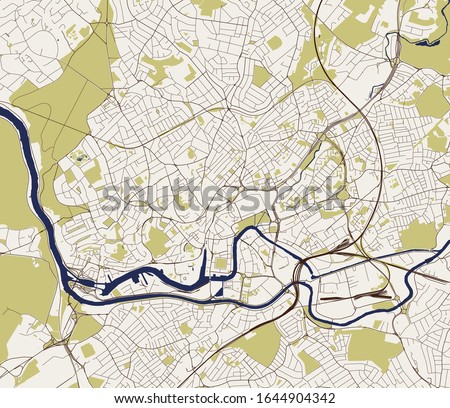 vector map of the city of Bristol, South West England, England, UK
