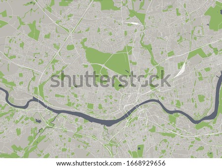 vector map of the city of Newcastle upon Tyne, Tyne and Wear, North East England, England, UK