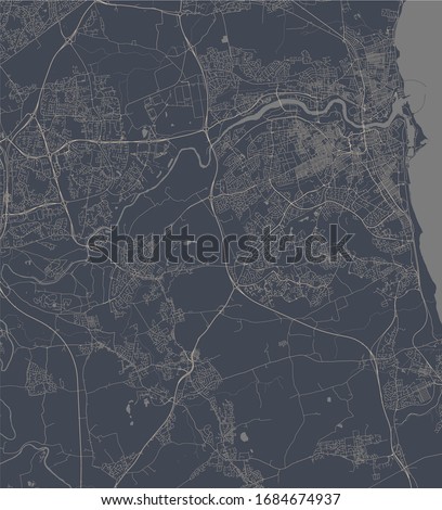 vector map of the city of Sunderland, Tyne and Wear, North East England, England, UK