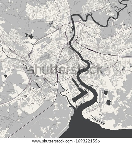 vector map of the city of Newport, Gwent, Wales, UK