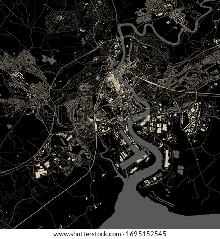 vector map of the city of Newport, Gwent, Wales, UK