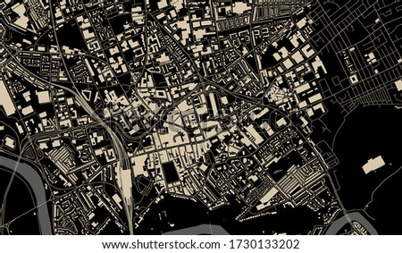 vector map of the city of Preston, Lancashire, North West England, England, UK