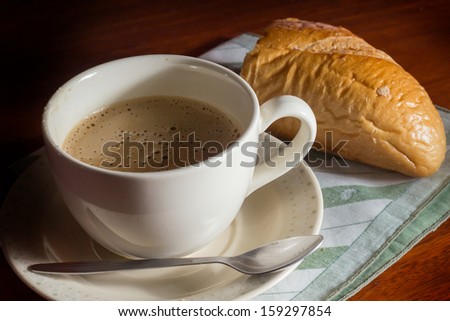 Coffee and bread.