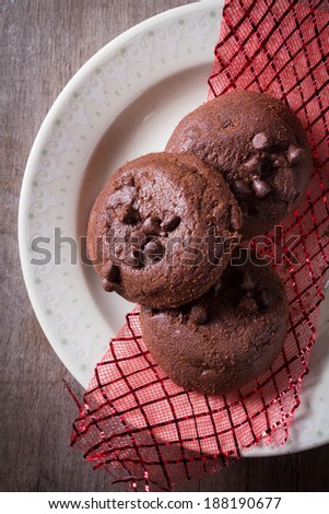 Chocolate cookies,top view and still life image.