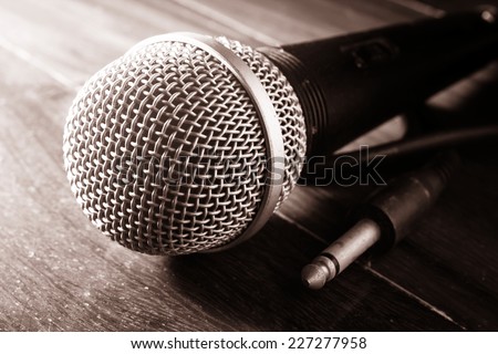 Black and white filtered of microphone.