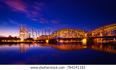 Similar – Image, Stock Photo Cologne cathedral and hohenzollern bridge Silhouette