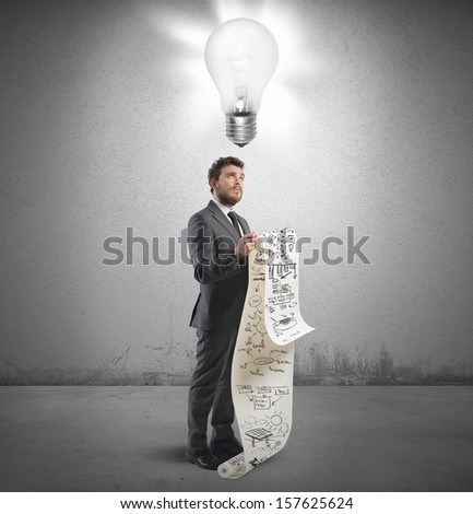 Businessman with new idea for a new strategy
