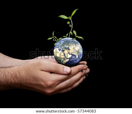 Hand that protect the green life in the world