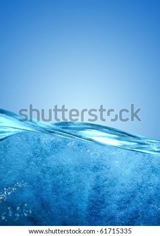 Blue sparkling water  with bubbles