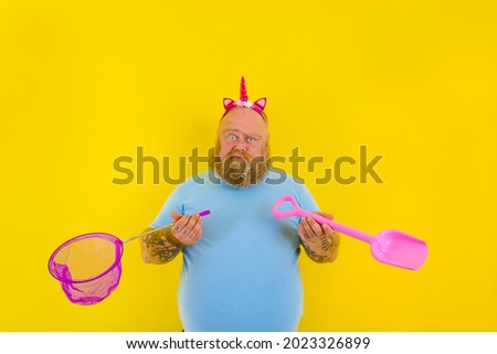 Similar – Image, Stock Photo Pensive man with paddle board before surfing