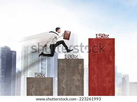 Concept of growing business with runner businessman