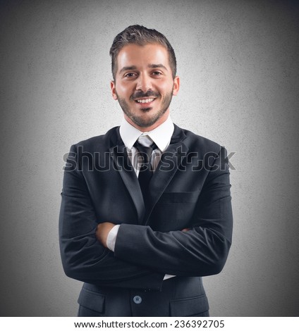 Businessman happy at work receives a promotion