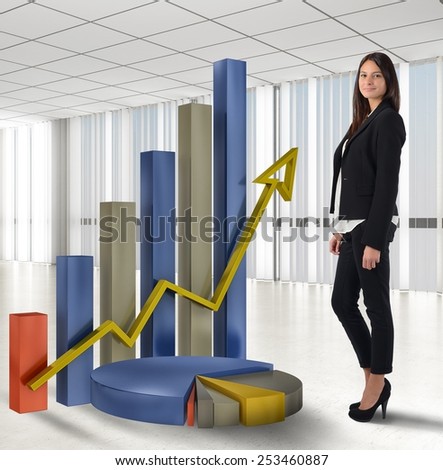 Businesswoman satisfied with the profit and productivity