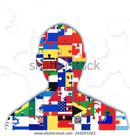 Individual with different flags symbol of integration