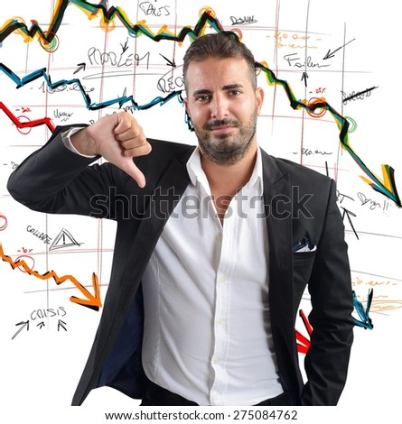 Businessman unhappy and negative of company results