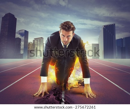 Fiery and determined businessman ready to compete