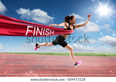 04 MART 2018 PAZAR BULMACASI SAYI : 1666 Stock-photo-winner-woman-runner-on-the-finish-line-589473128