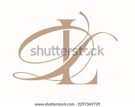 LD monogram logo signature icon. Alphabet initials serif letter l, handwriting letter d. Lettering sign. Modern deco design, fashion, beauty spa, wedding style characters elegant calligraphy.