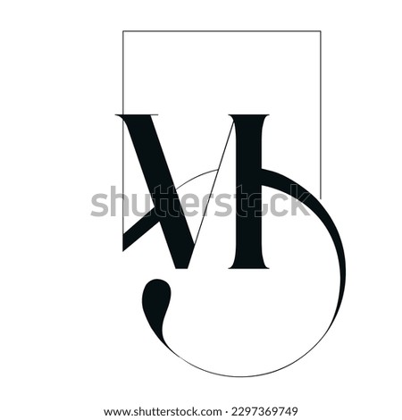 Letter M monogram logo. Typographic signature icon. Serif lettering sign isolated on light fund. Wedding, fashion, beauty, gift boutique, spa alphabet initial. Decorative, ornate style character.