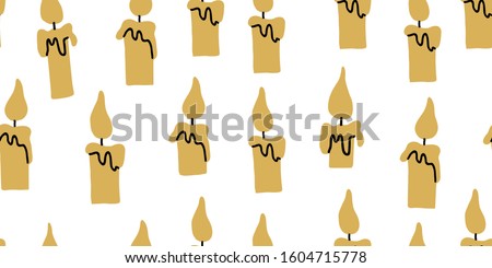 Vector seamless pattern with flying candles. Scandinavian style pattern on white background. Cute modern stylish print for textile, fabrics, dress for kids. Children pattern with candles