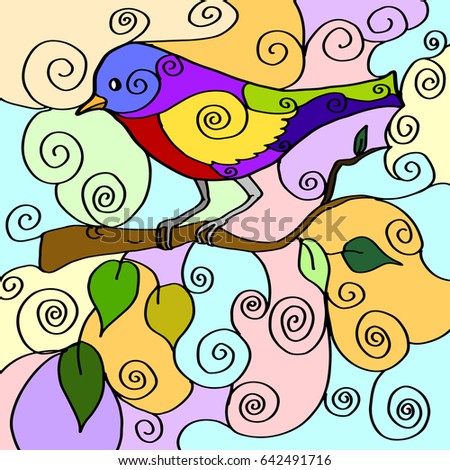  Color on the branch bird Stok fotoğraf © 