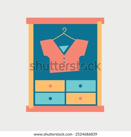 Clothes cabinet, doll wearing, drawers. Cute gard robe