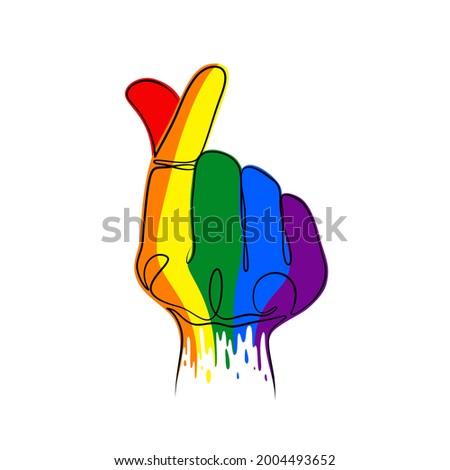 Pride Month celebrated in the month of June. Lesbian, Gay, Bisexual, Transgender and Queer (LGBTQ). Vector rainbow LGBT fingers mini heart Design for sticker, card, poster, tattoo, t-shirt or logo.