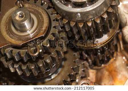 Gear Engine ,gear box part on isolated white background