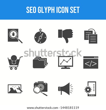 Beautiful S-E-O Glyph Black icon set