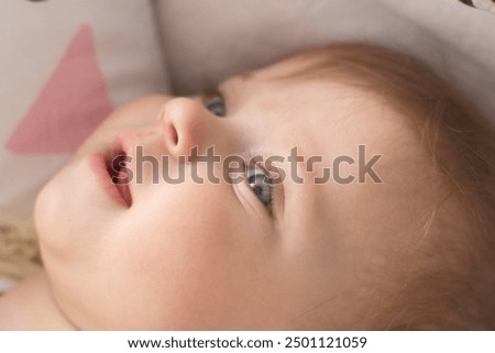 Image, Stock Photo Close up toddler hand on the table