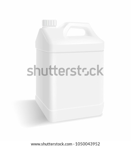White plastic gallon on a white background.
For use of advertising package products, milk, oil, water.
Vector realistic file.