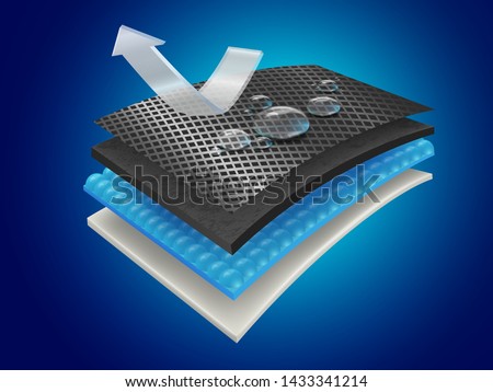 Waterproof material layer That can moisture and reflect heat Use fabric ads, brake pads, industrial circles.Vector realistic file.