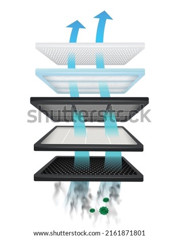 Filter layer for dust, smoke and dirt with 5 layers of special filter material for Air purifier, Air conditioner, Car air conditioner to help purify the air for maximum efficiency. Realistic EPS file.