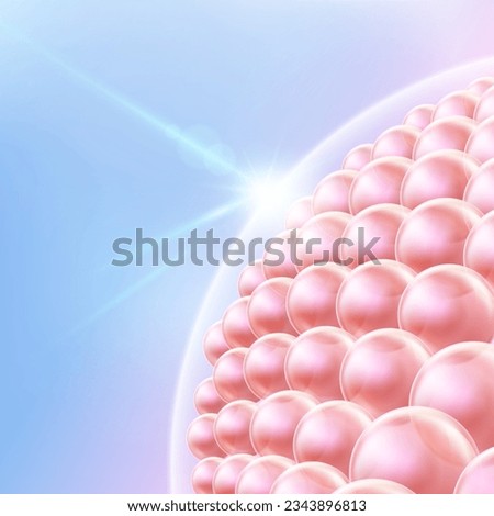 Protected skin cell ultraviolet rays from entering the skin cells by reflecting UV rays. Advertising media for sunscreens, lotions, cosmetics and serums. illustration vector file.