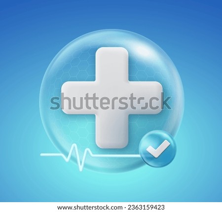 3D healthcare symbol and health insurance concept, hospital or specialist clinic symbol, pharmacy concept. vector illustration file.