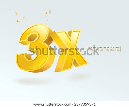 3x yellow number symbols. 3D vector illustration template. Isolated on white background.