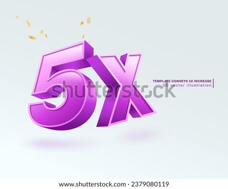 5x number symbols. 3D vector illustration template. Isolated on white background.