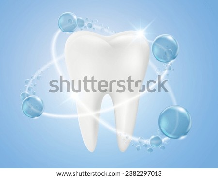 White, clean, strong teeth with fluoride, which is a salt of the element fluorine. Helps prevent tooth decay. Realistic vector illustration.