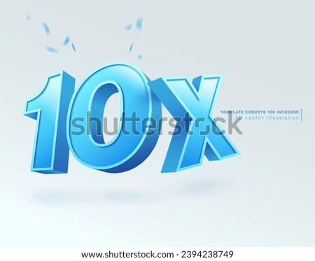 10x blue number symbols. 3D vector illustration template. Isolated on white background.
