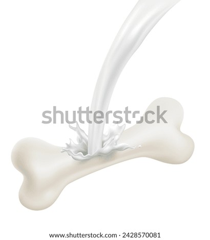 Nutrients from milk are beneficial for strong bones. Referring to milk pouring down onto bones. Isolated on white background. Vector illustration file.